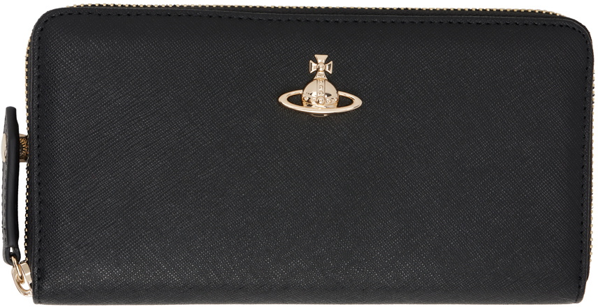 VIVIENNEWESTWOOD★25新品★Classical Saffiano W's Half-Wallet Vivienne Westwood Saffiano Half Moon Black Card Holder – RD