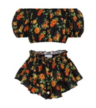 Caroline Constas Floral linen bandana, crop top and shorts set