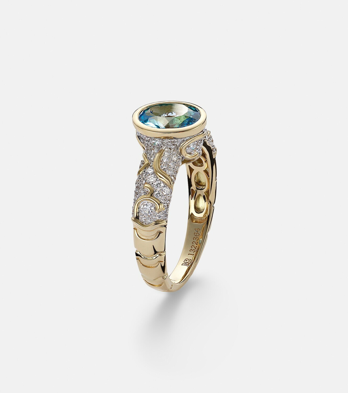 Marina B Ondine 18kt gold ring with topaz and diamonds