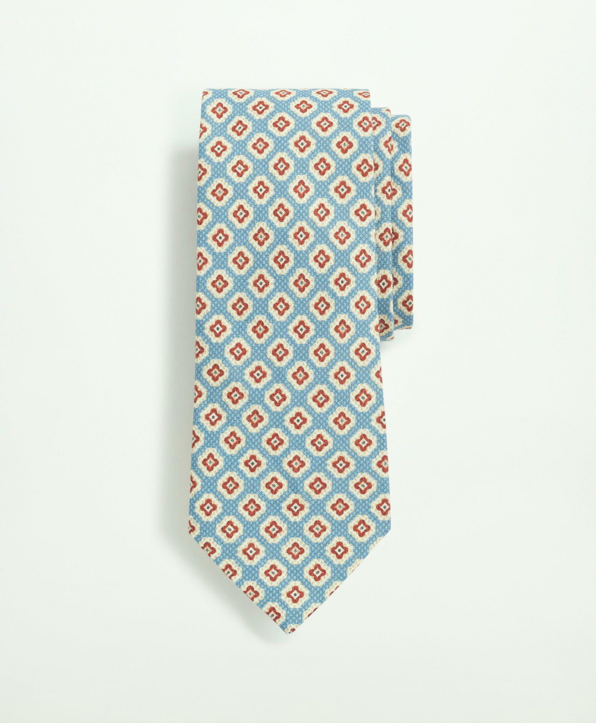 Brooks Brothers Men's Linen Jacquard Geo Pattern Tie | Light Blue