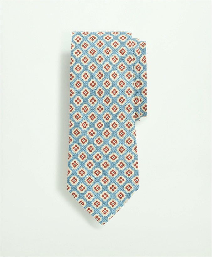 Photo: Brooks Brothers Men's Linen Jacquard Geo Pattern Tie | Light Blue
