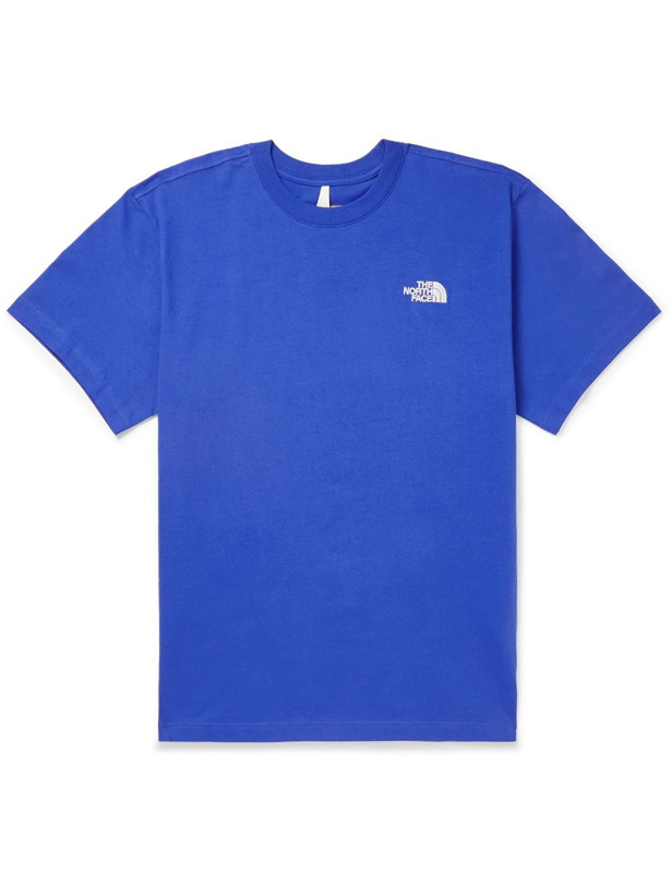 Photo: The North Face - Colour Block Logo-Detailed Cotton-Jersey T-Shirt - Blue
