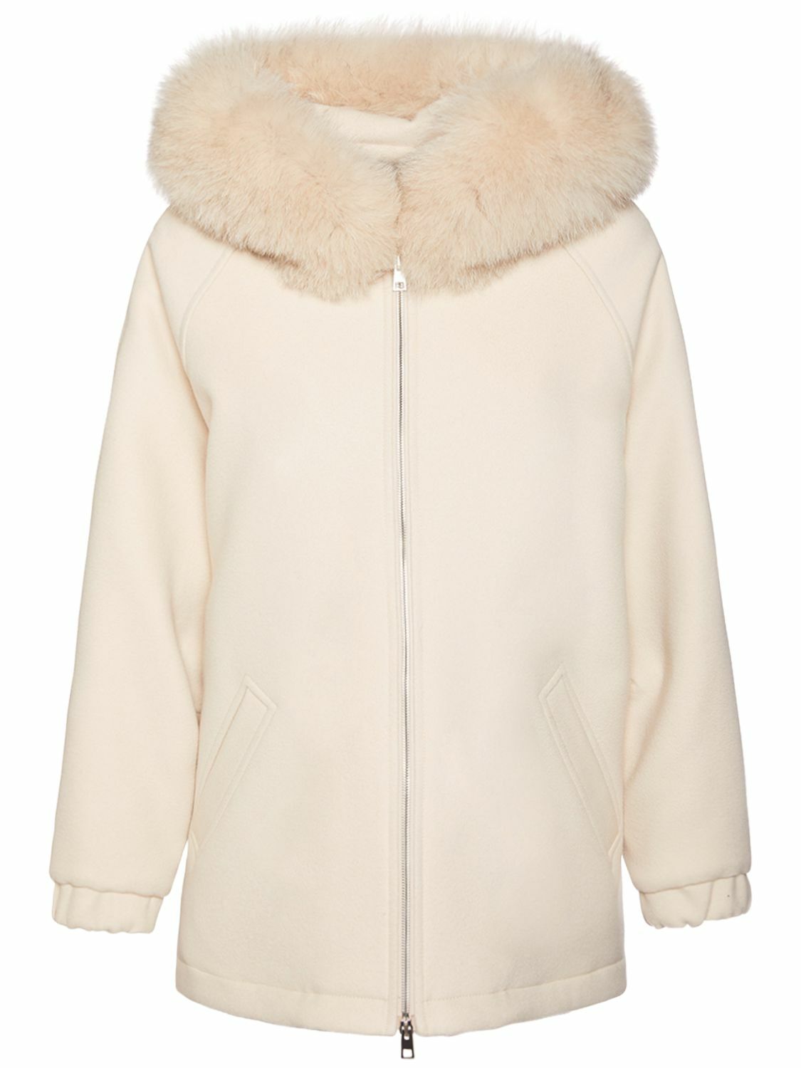 BLANCHA Oversize Padded Wool Parka with Fur Trim