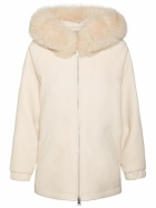 BLANCHA Oversize Padded Wool Parka with Fur Trim