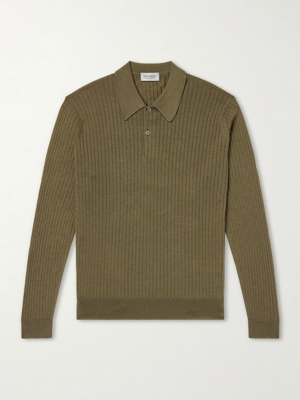 John Smedley - Hodson Ribbed Merino Wool Polo Shirt - Green