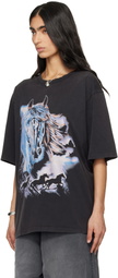 LU'U DAN Gray 'Year of the Horse' Oversized Concert T-shirt