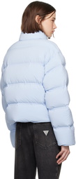 Alexander Wang Blue Cropped Reflective Logo Down Jacket