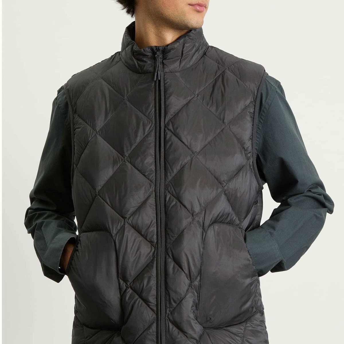 Hiking Patrol Men's Base LT Down Vest in Charcoal Black
