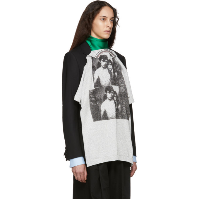 Raf Simons Green and Silver T-Shirt Scarf Raf Simons