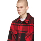 Off-White Red and Black Flannel Stencil Shirt