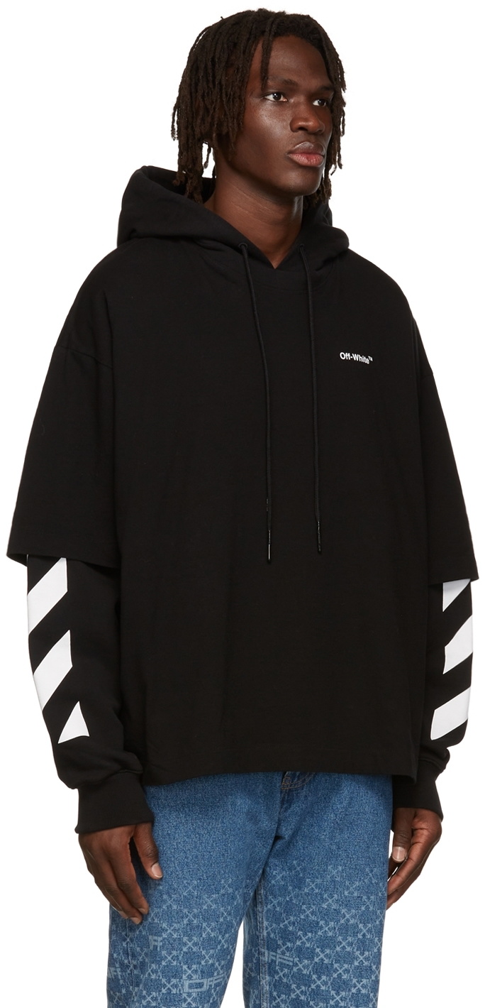 Off White Black Diagonal Helvetica Hoodie