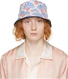 Casablanca Blue & Off-White Jacquard Shell Bucket Hat