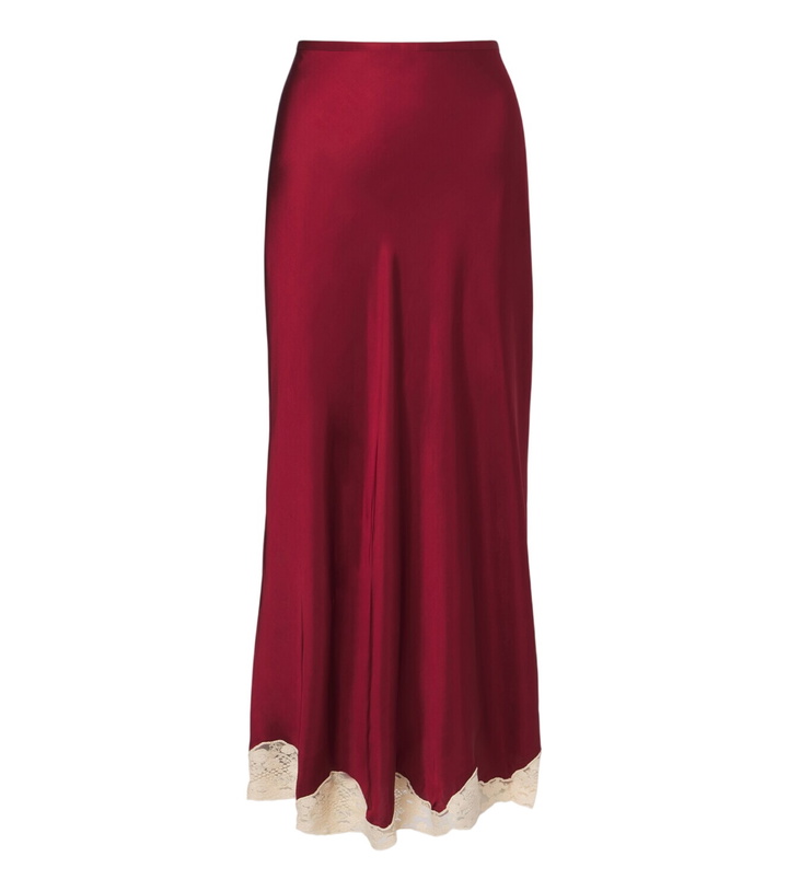 Photo: Rixo Crystal lace-trimmed satin slip skirt