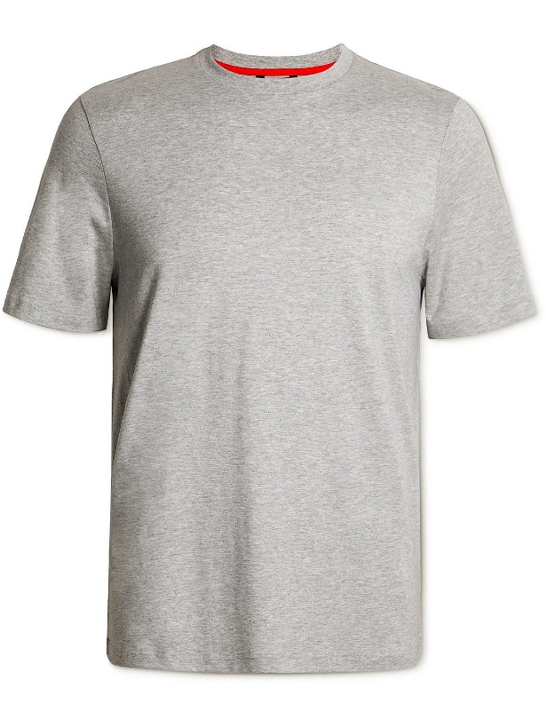 Photo: Falke Ergonomic Sport System - Printed Lyocell and Cotton-Blend Jersey T-Shirt - Gray