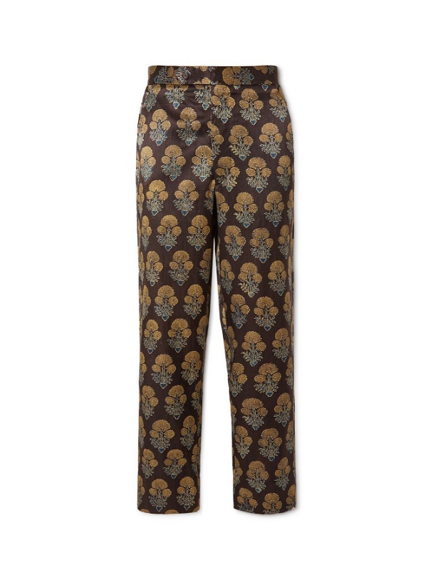 Photo: BODE - Floral-Print Silk Trousers - Gray