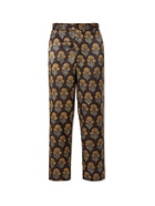 BODE - Floral-Print Silk Trousers - Gray