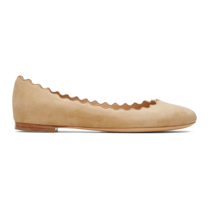 Chloe Beige Suede Lauren Ballerina Flats Chloe