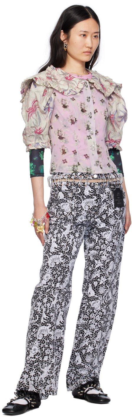 Chopova Lowena Black & White Bump Carabiner Jeans