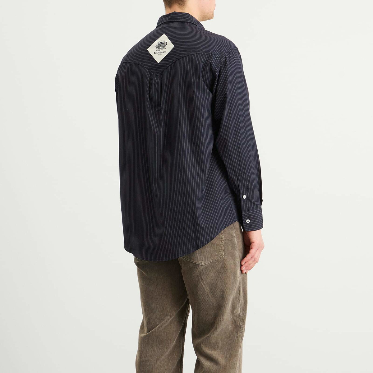 Late Checkout Men's Pinstripe Western Shirt in Navy