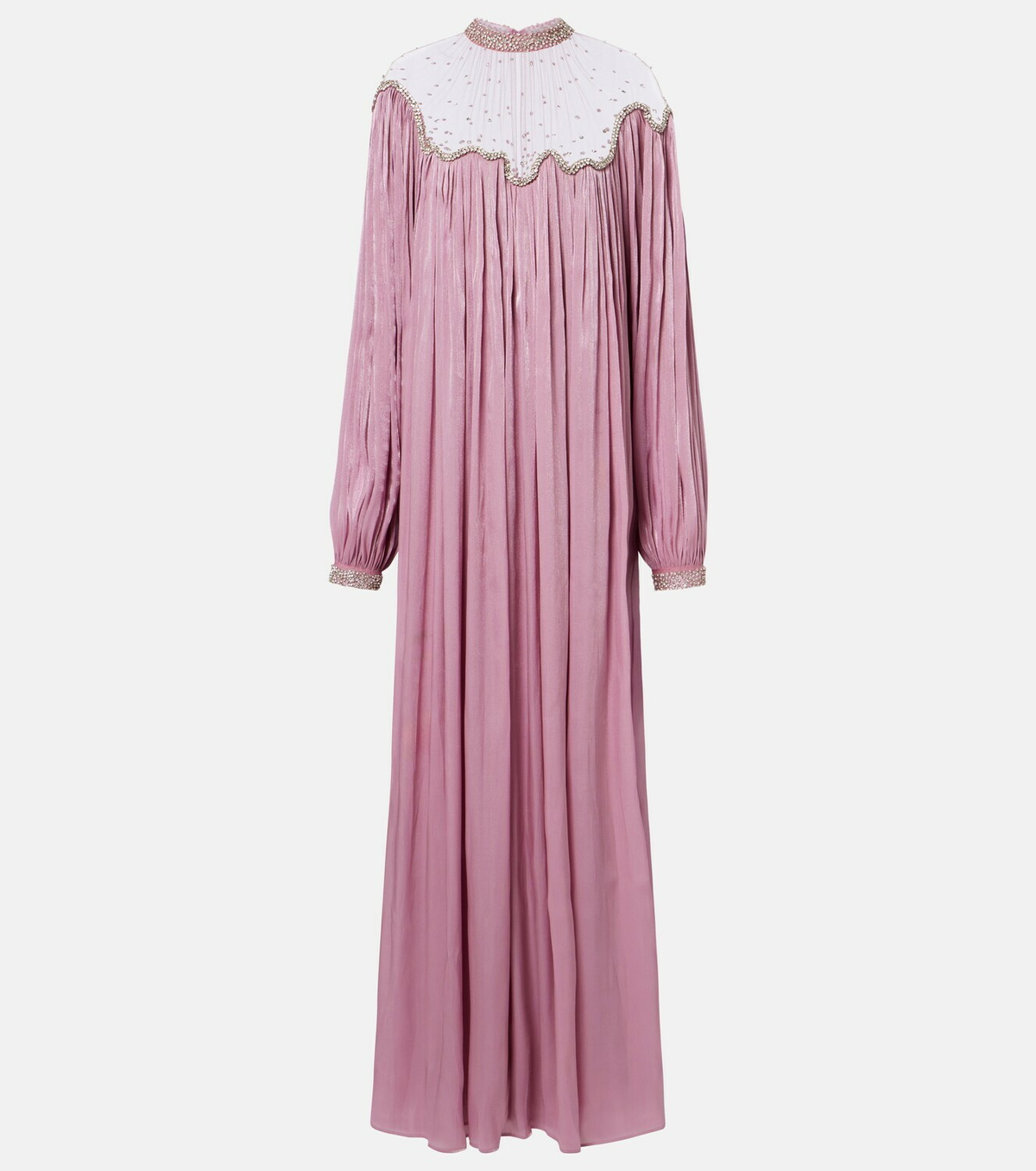 Costarellos Elline embellished pleated gown