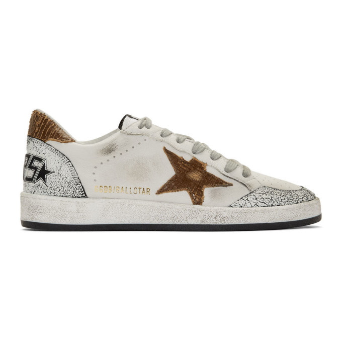 Photo: Golden Goose White and Brown Snake Ball Star Sneakers