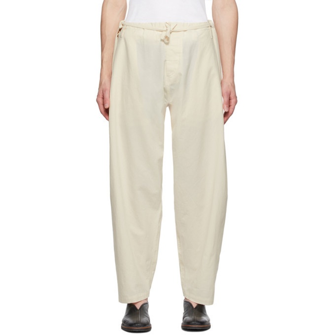 Photo: Hed Mayner Off-White Washed Cotton Judo Trousers