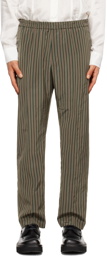 Dries Van Noten Khaki Stripe Trousers