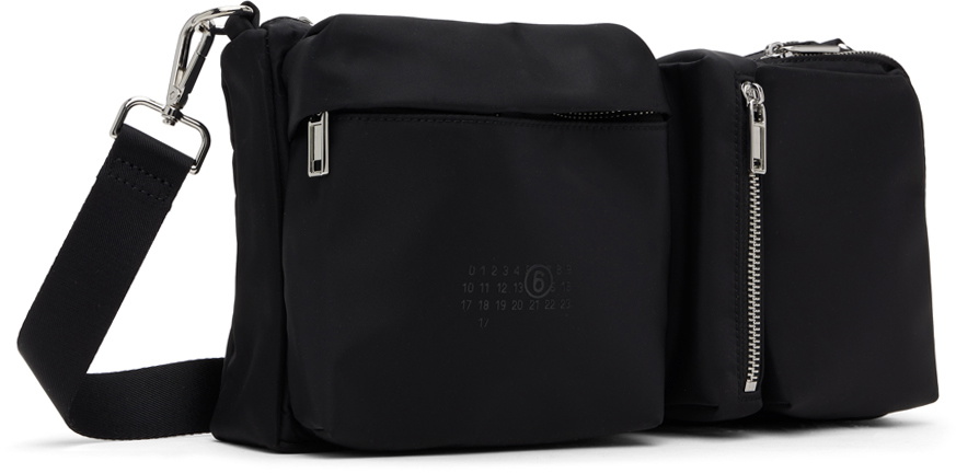 MM6 Maison Margiela Black Three-Pocket Nylon Crossbody Bag MM6 