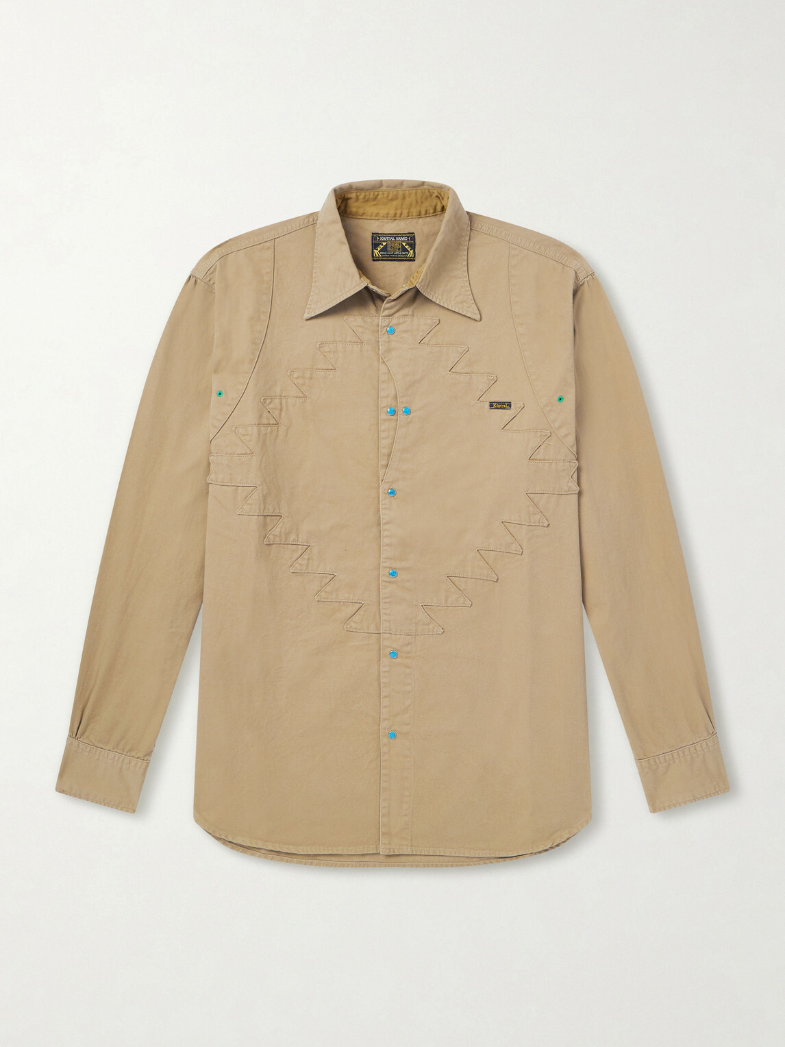 KAPITAL - Thunderbird Panelled Cotton-Twill Shirt - Neutrals