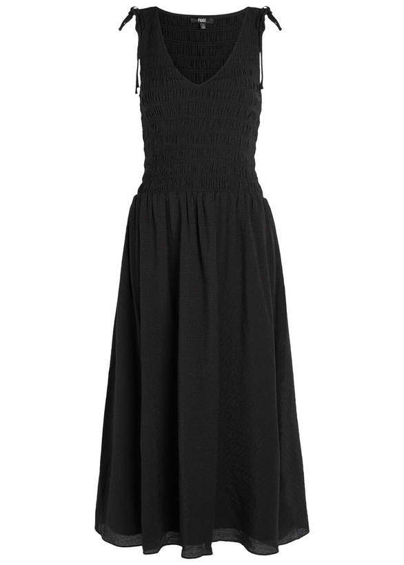 Photo: Paige Sebestian Shirred Woven Midi Dress Black