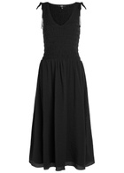 Paige Sebestian Shirred Woven Midi Dress Black
