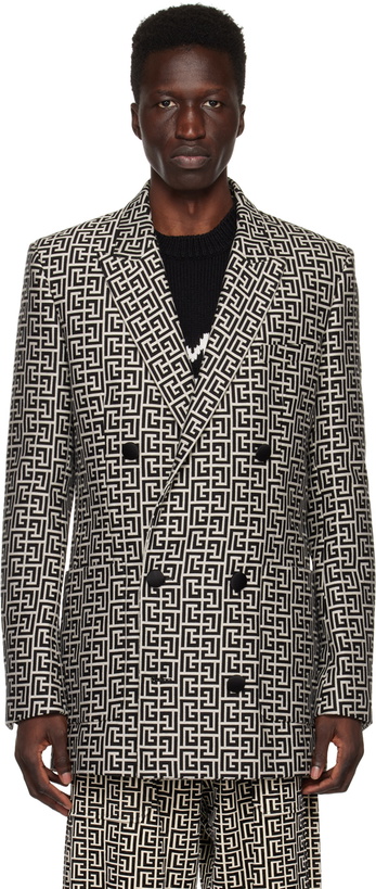 Photo: Balmain White & Black Monogram Blazer