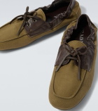 Prada Shuffle leather-trimmed canvas boat shoes