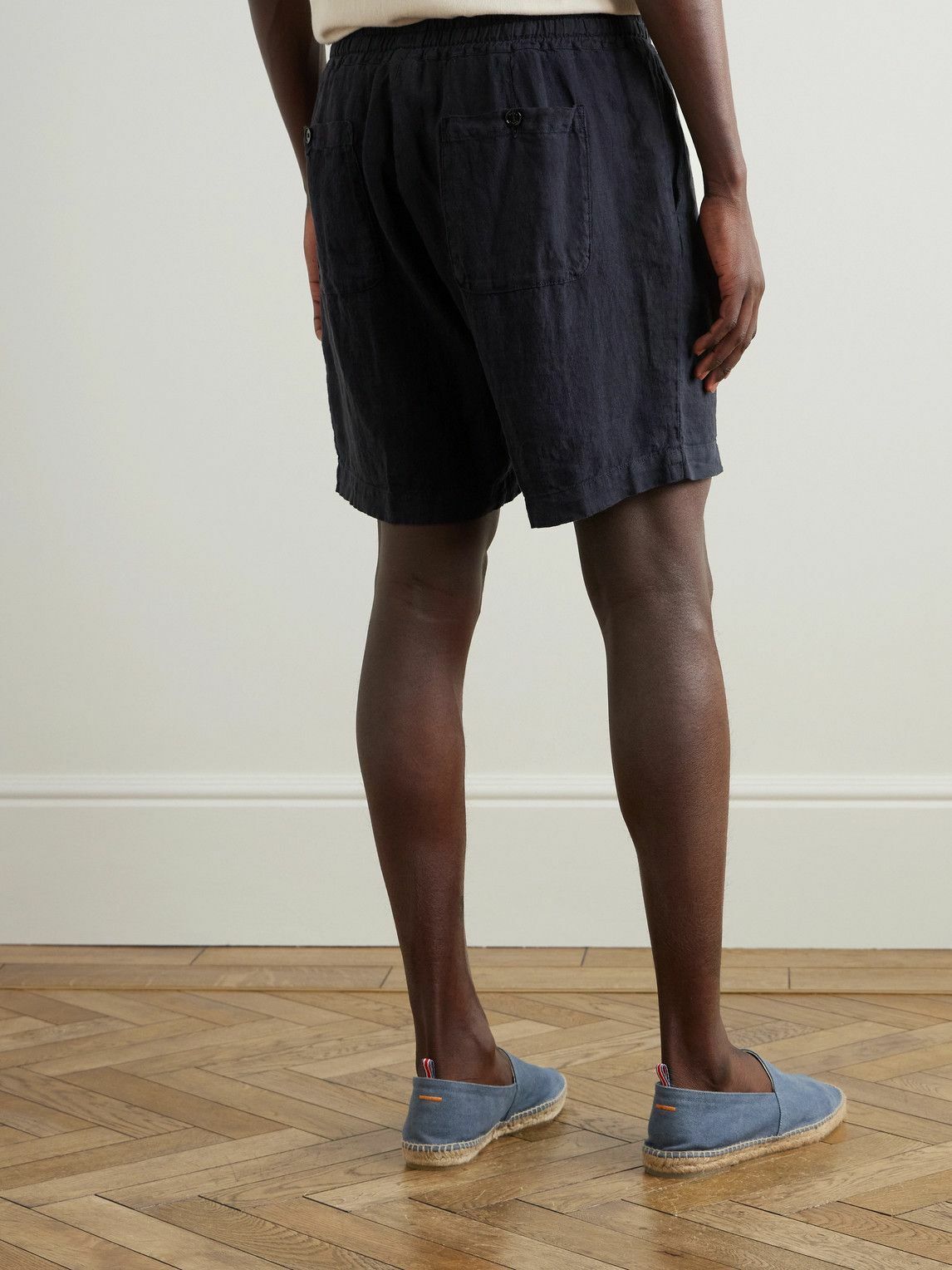 Altea - Samuel Straight-Leg Linen Drawstring Shorts - Blue