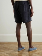 Altea - Samuel Straight-Leg Linen Drawstring Shorts - Blue