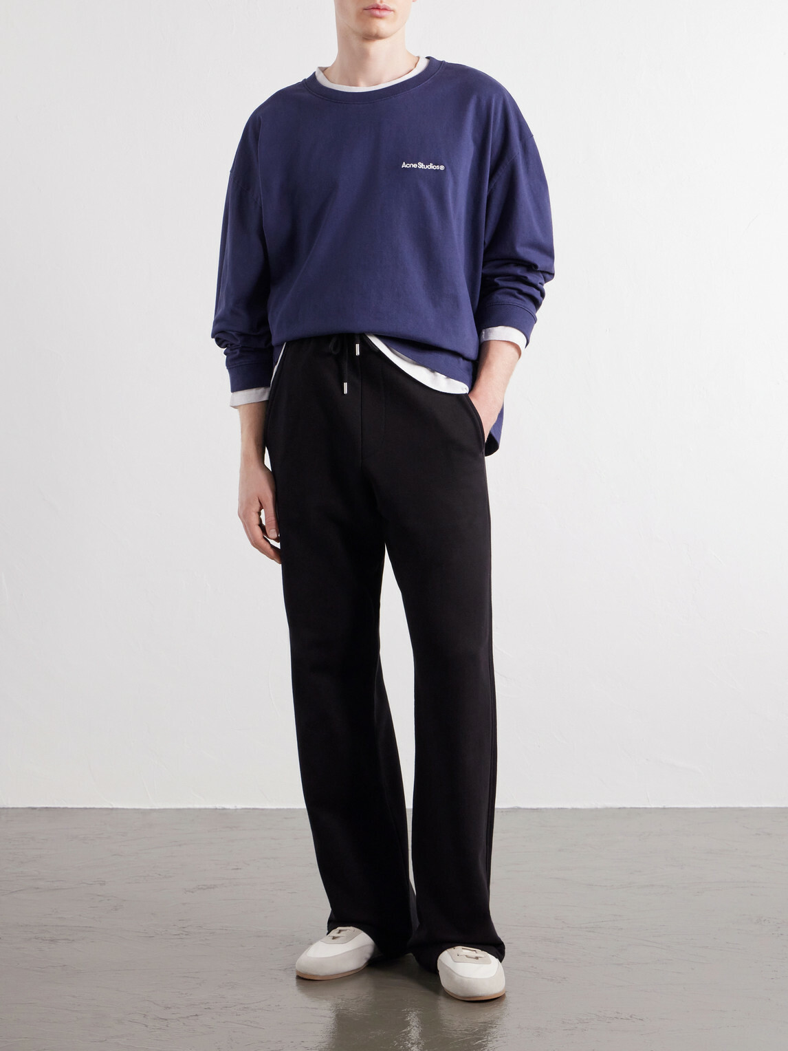 Acne Studios - Layered Logo-Embroidered Cotton-Jersey Sweatshirt - Blue