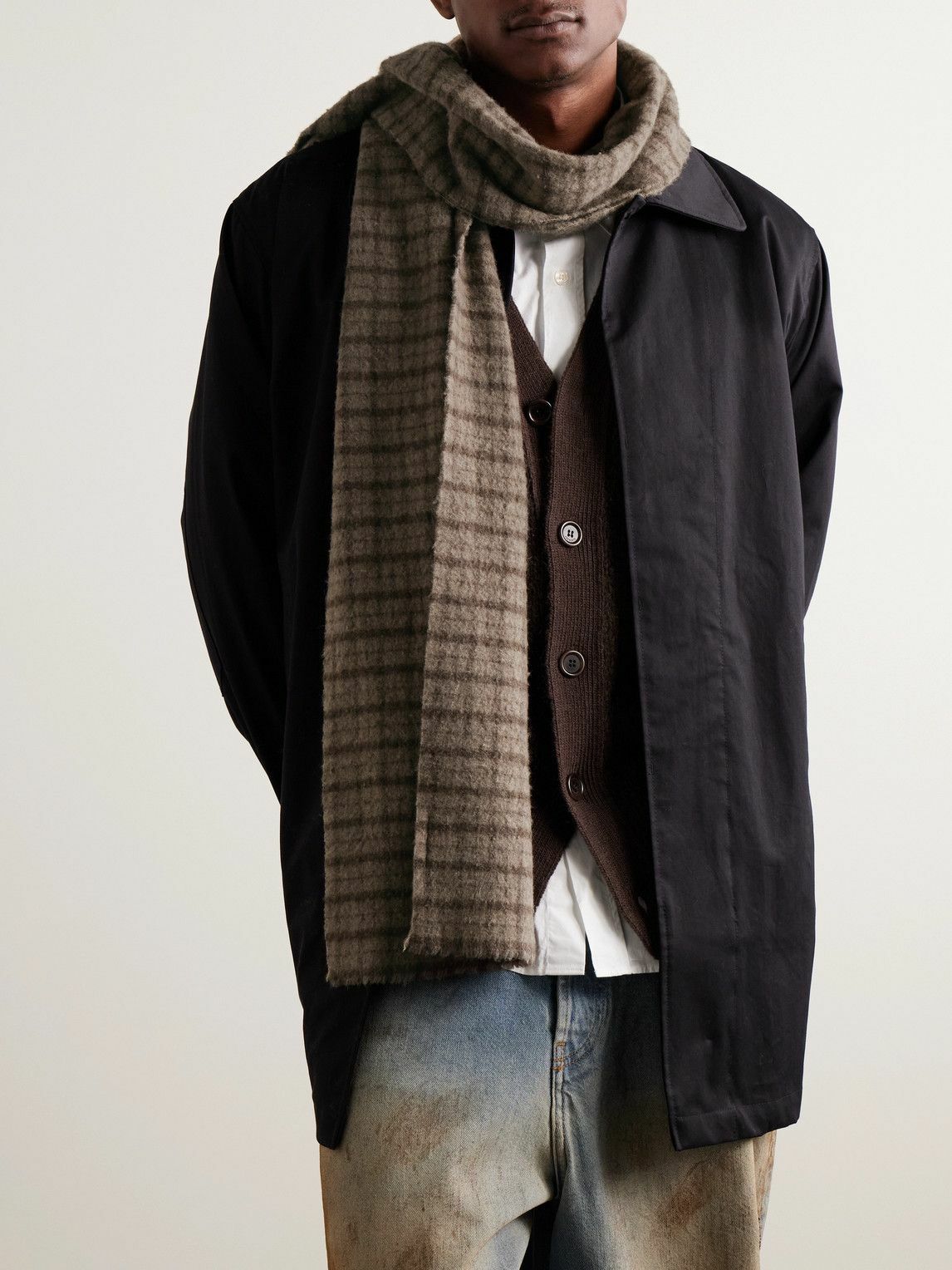 mfpen - Checked Brushed Wool-Blend Scarf mfpen