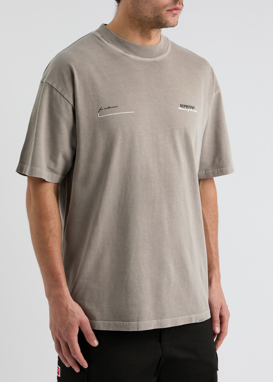 Represent Patron Of The Club Printed Cotton T-shirt Grey Represent