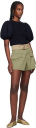 SEA NY Green & Beige Carolina Shorts