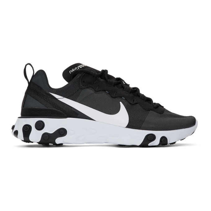 Photo: Nike Black and White React Element 55 Sneakers