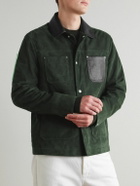 Mr P. - Full-Grain Leather-Trimmed Suede Chore Jacket - Green
