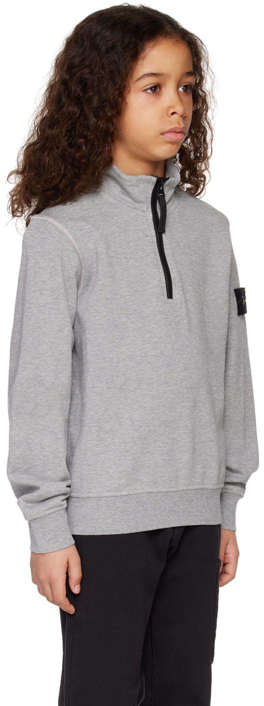 Stone Island Junior Kids Gray Half-Zip Sweatshirt