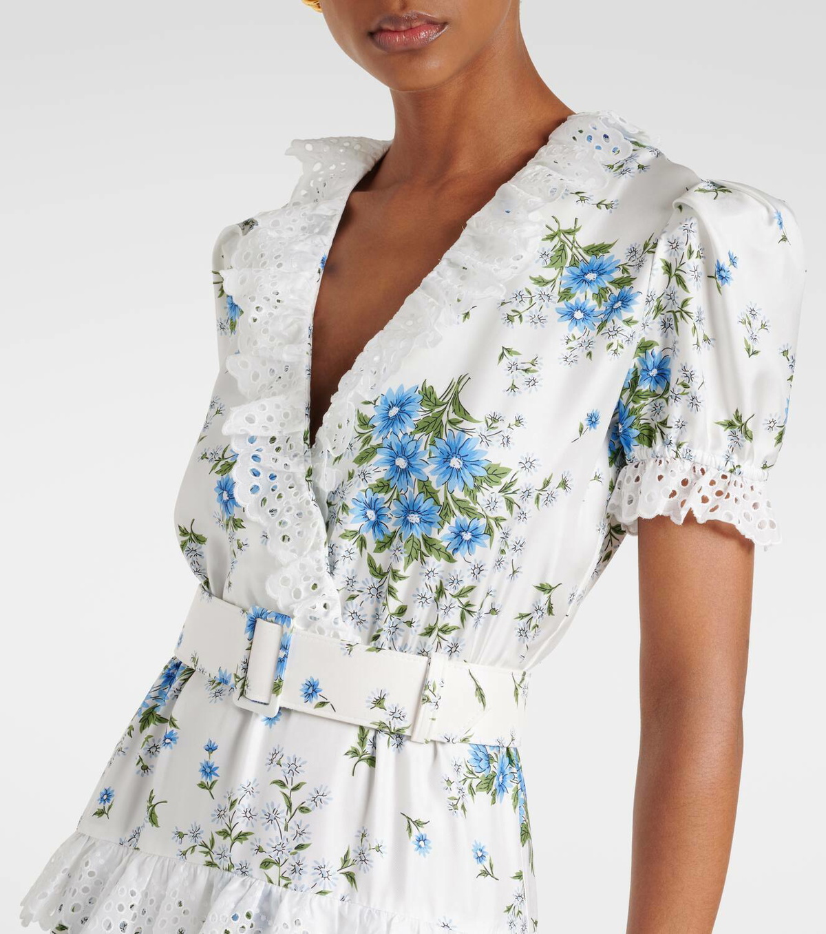 Rodarte Satin and broderie anglaise maxi dress