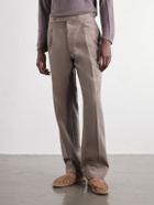 Stòffa - Straight-Leg Pleated Cotton-Twill Trousers - Brown