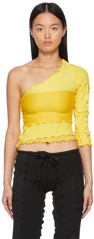 Photo: Sherris Yellow One-Shoulder Patch Shirt