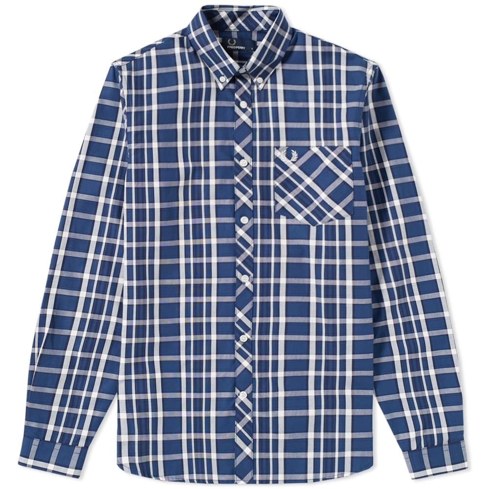 Fred Perry Bold Check Shirt Blue Fred Perry