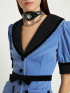 ALESSANDRA RICH - Leather Choker W/ Star & Chain