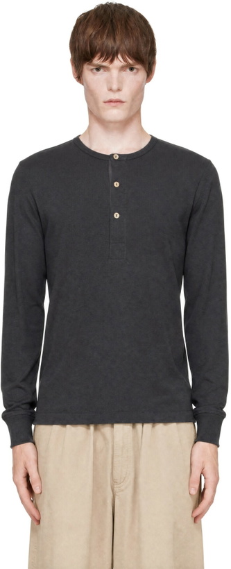 Photo: Merz b. Schwanen Gray 2M06 Refined Fit Long Sleeve Henley