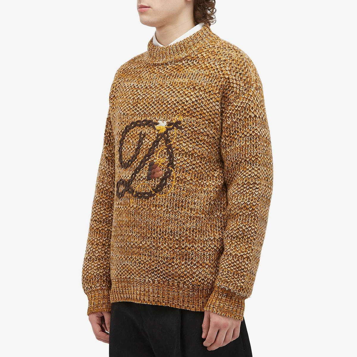 Drôle de Monsieur Men's Braided D Chunky Jumper in Brown