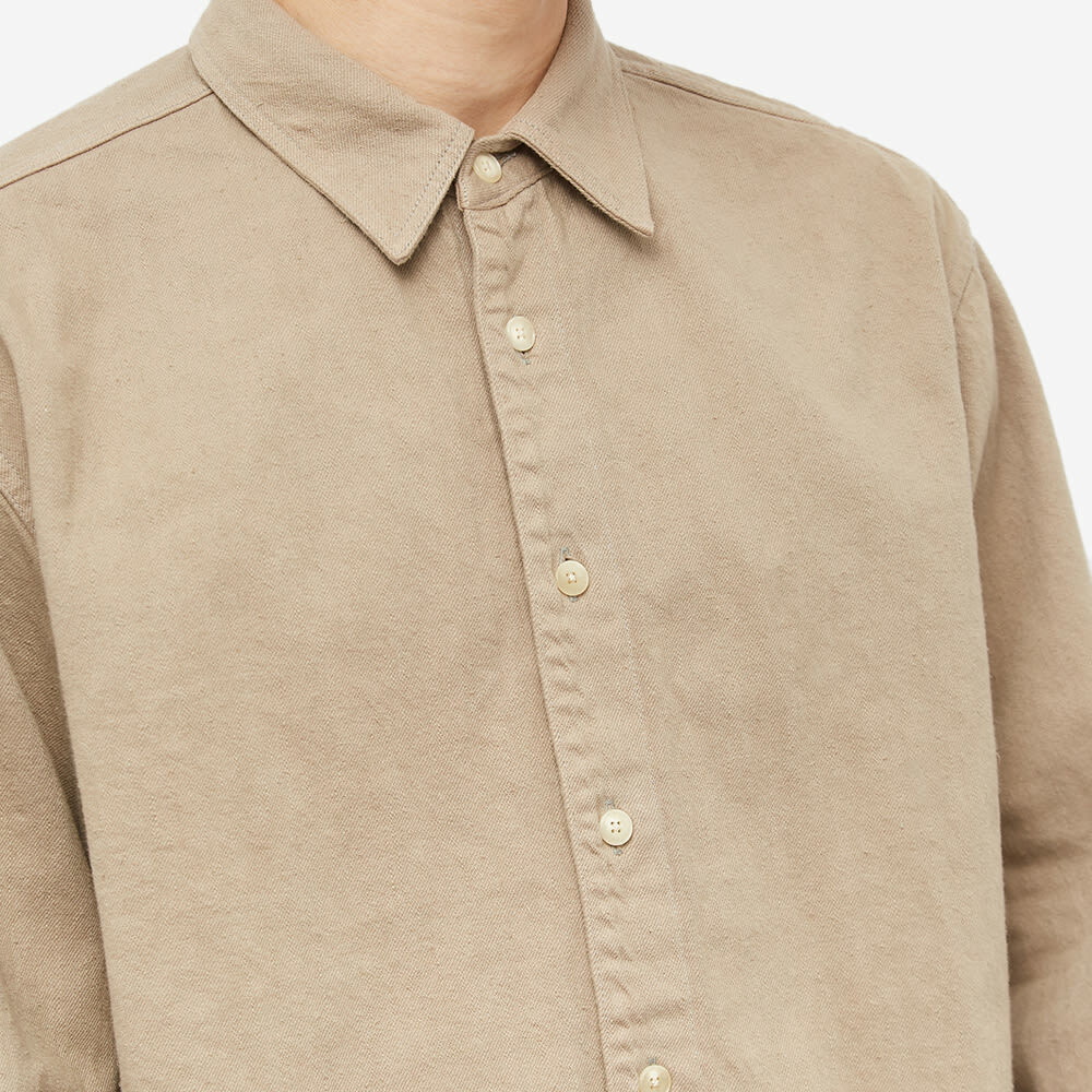 Auralee Men's Botanical Dyed Selvedge Denim Shirt in Natural Brown